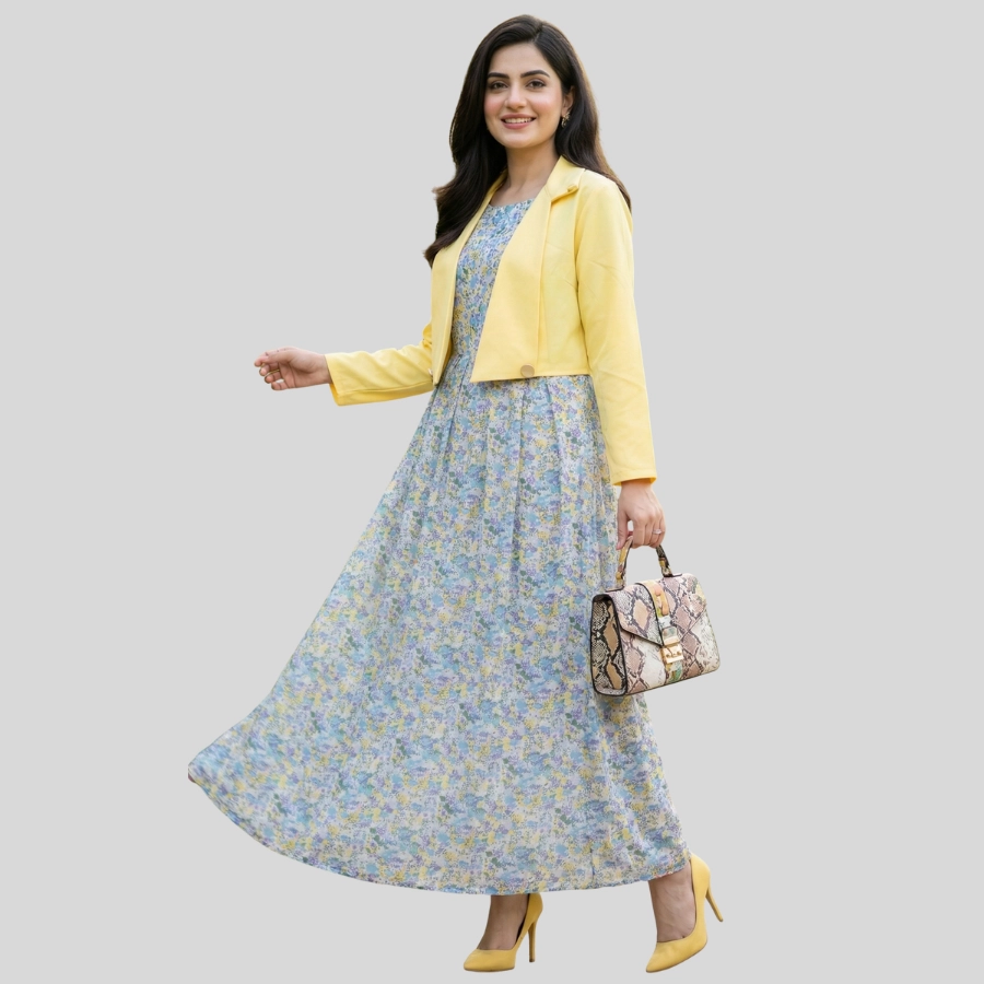 Girls Two Piece Jacket And Skirt Style Long Maxi