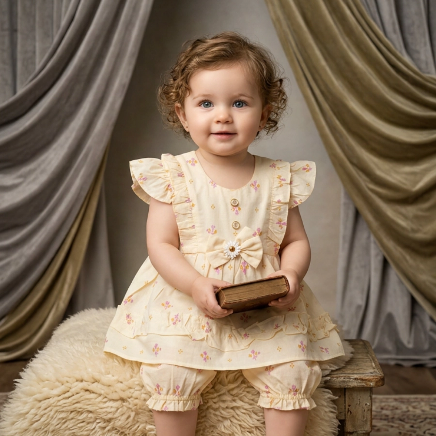 Rosebud Flutter Dress & Bloomer Set