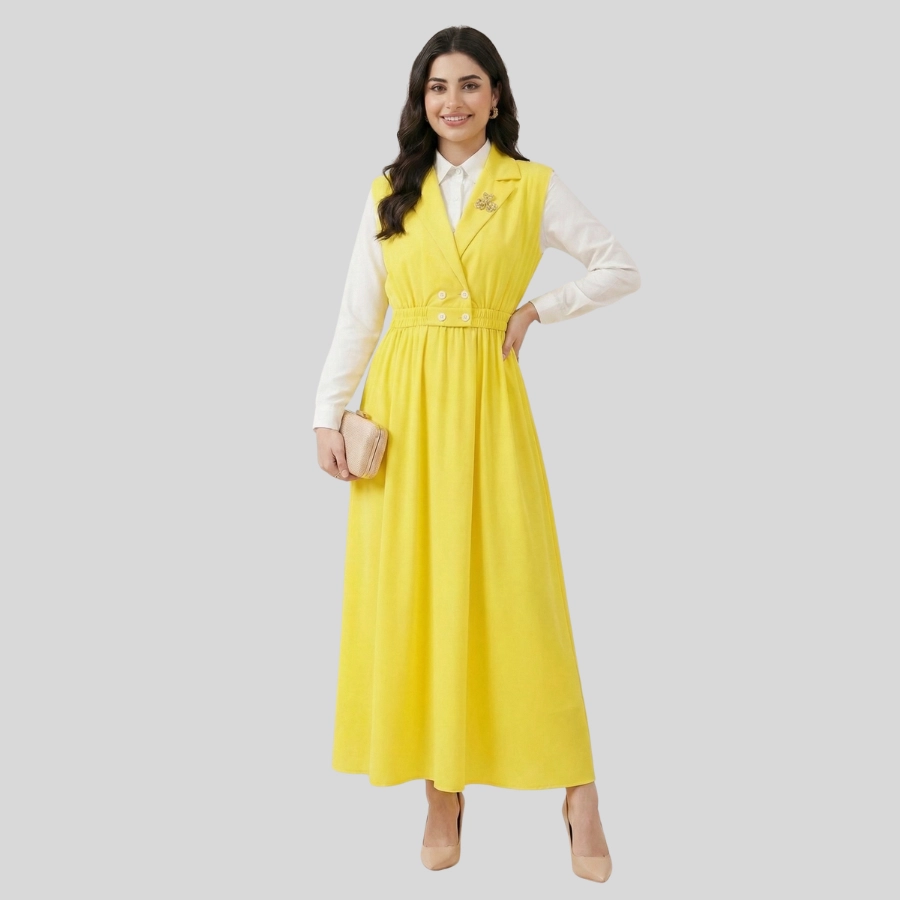 Girls Two Piece Maxi Sleaves Less Jacket And Full Sleaves Long Maxi