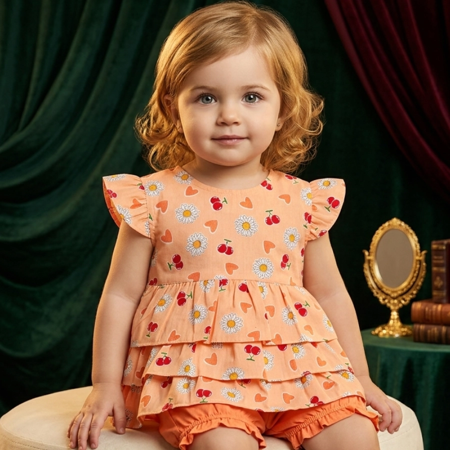 The Cherry Blossom Tiered Frock Set