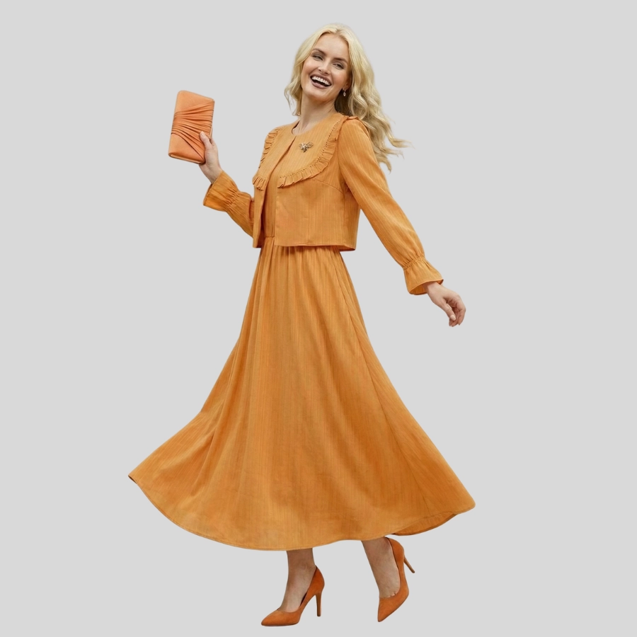 Girls Two Piece Fancy Jacket And Skirt Style Long Maxi