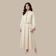 Girls Two Piece Zipper Jacket And Skirt Style Long Maxi