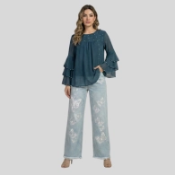 Girls Jeans Plazo Pants Sky