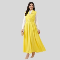 Girls Two Piece Maxi Sleaves Less Jacket And Full Sleaves Long Maxi